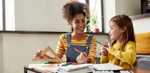 Babysitter playing with kids