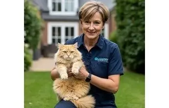 Pet sitter with a cat